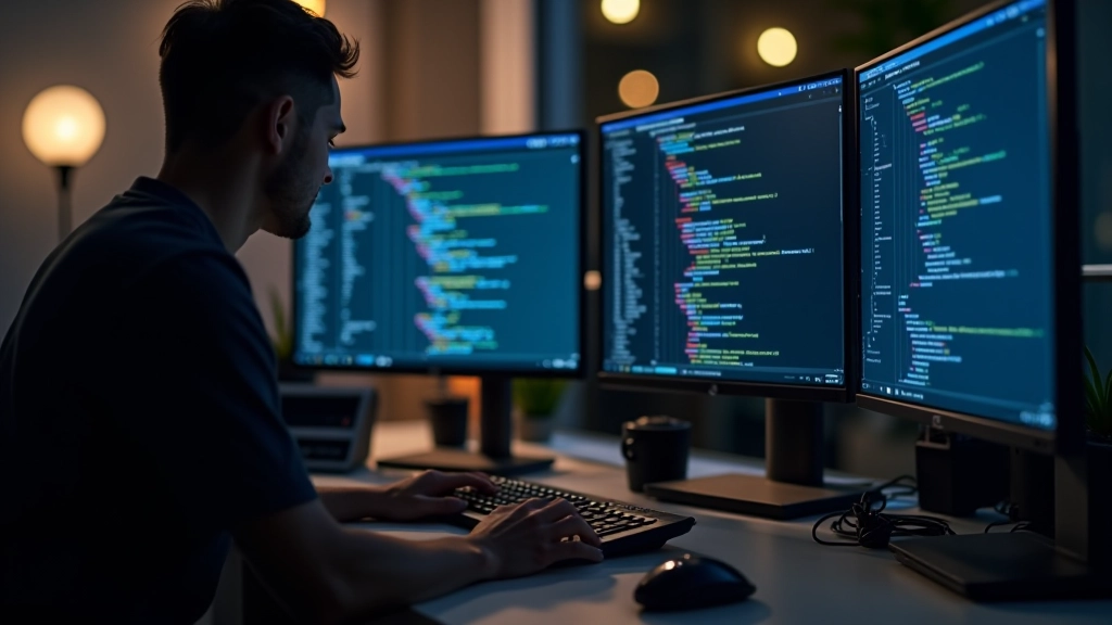 Developer workspace with code